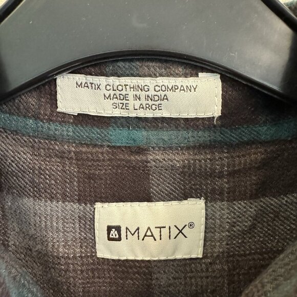 MATIX Men's Long Sleeve Flannel Plaid Snap Up Shirt Size Large - Picture 4 of 9